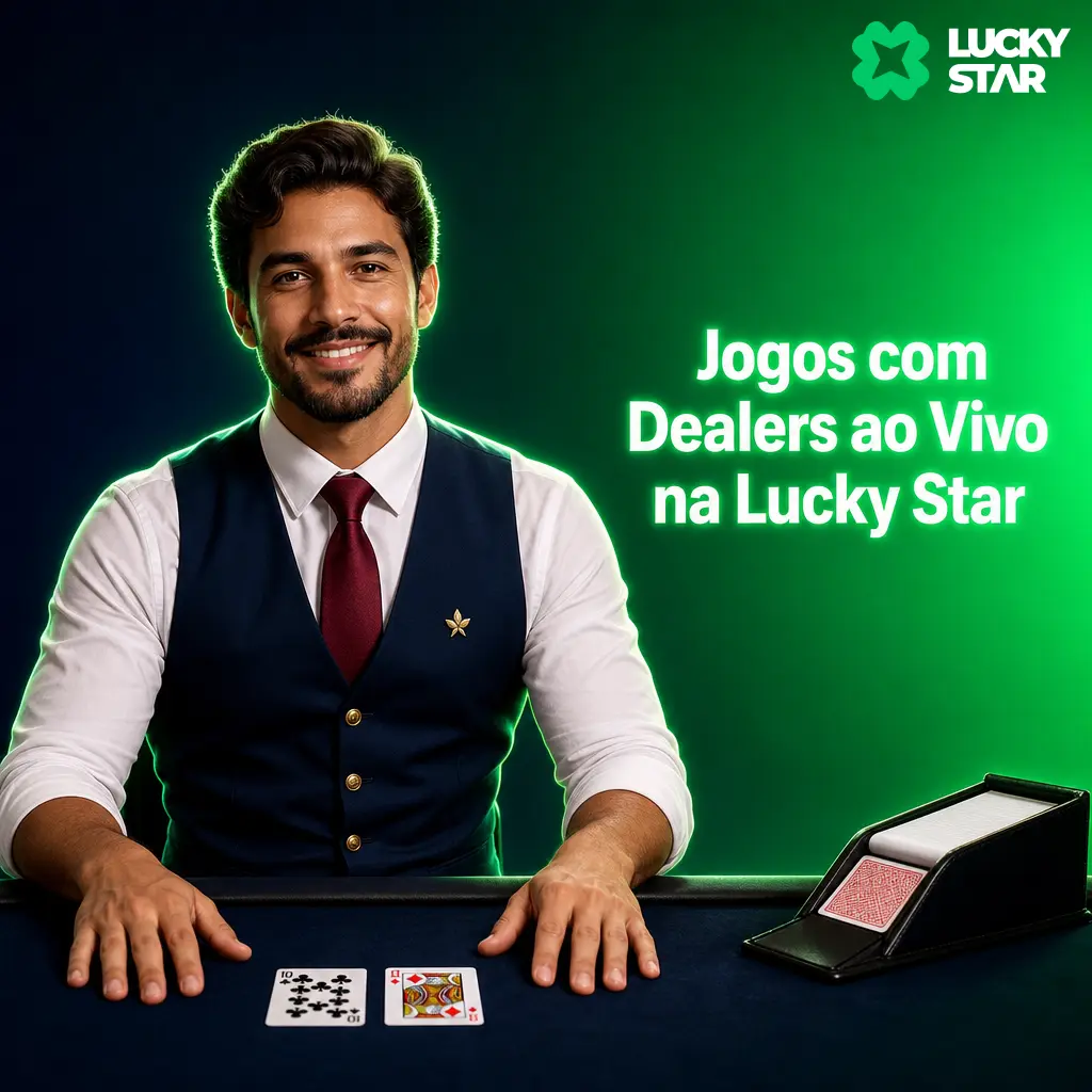 Mesa de dealer ao vivo na Lucky Star com blackjack, bacará, roleta europeia e game shows em português