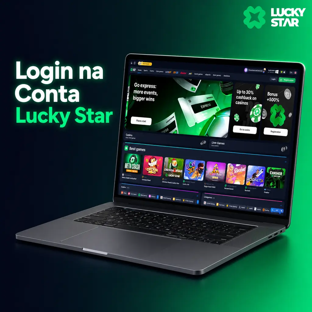 Tela de login da Lucky Star com campos para e-mail ou telefone e senha de acesso à conta